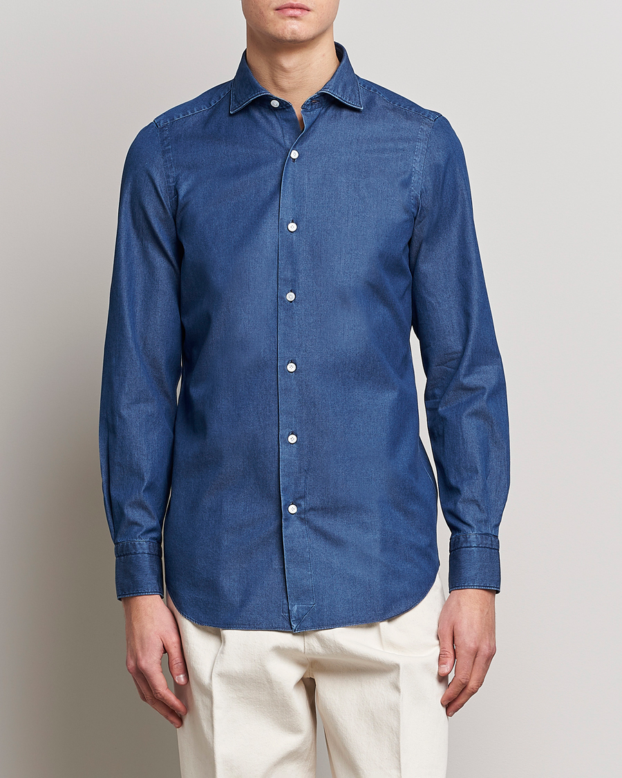 Herr | Finamore Napoli | Finamore Napoli | Milano Slim Denim Shirt Dark Indigo