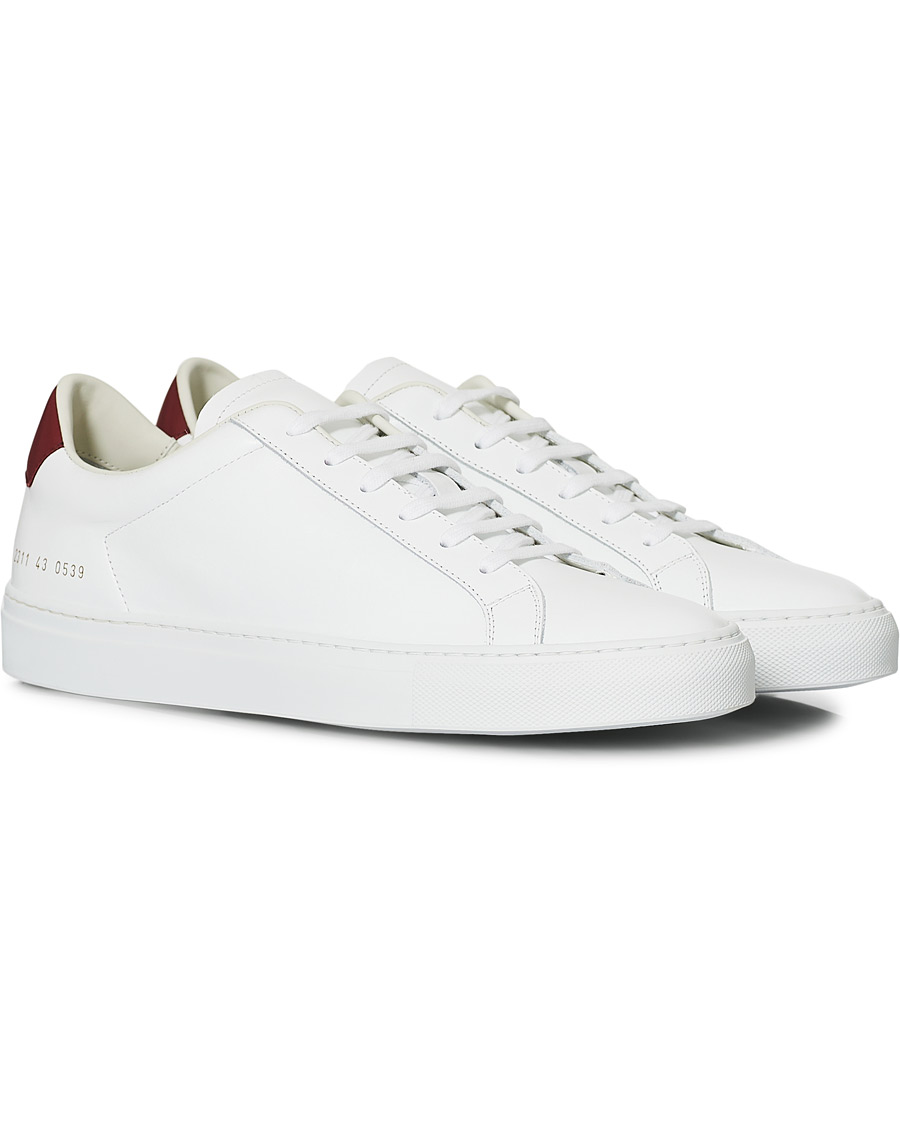 Herr | Common Projects Retro Low Sneaker White/Red | Common Projects | Retro Low Sneaker White/Red