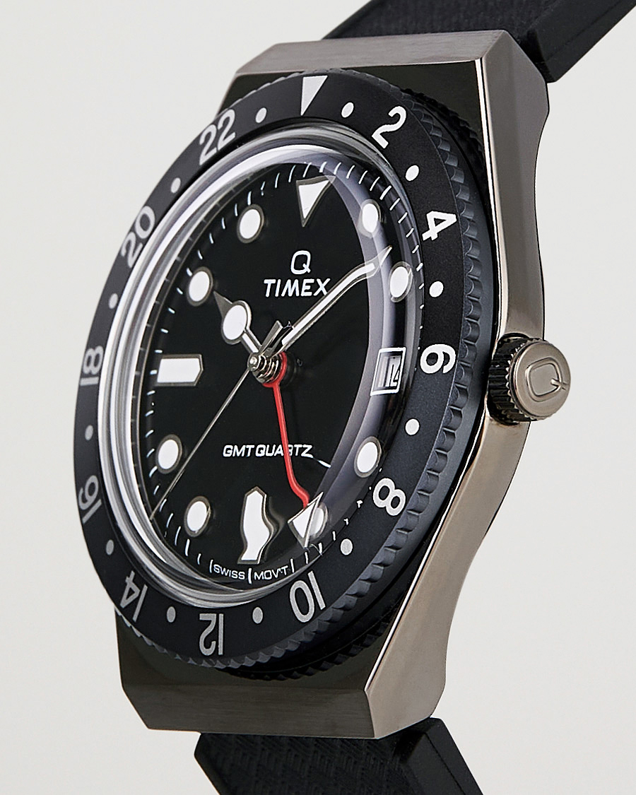 Herr | Klockor | Timex | Q Diver GMT 38mm Rubber Strap Black/Grey