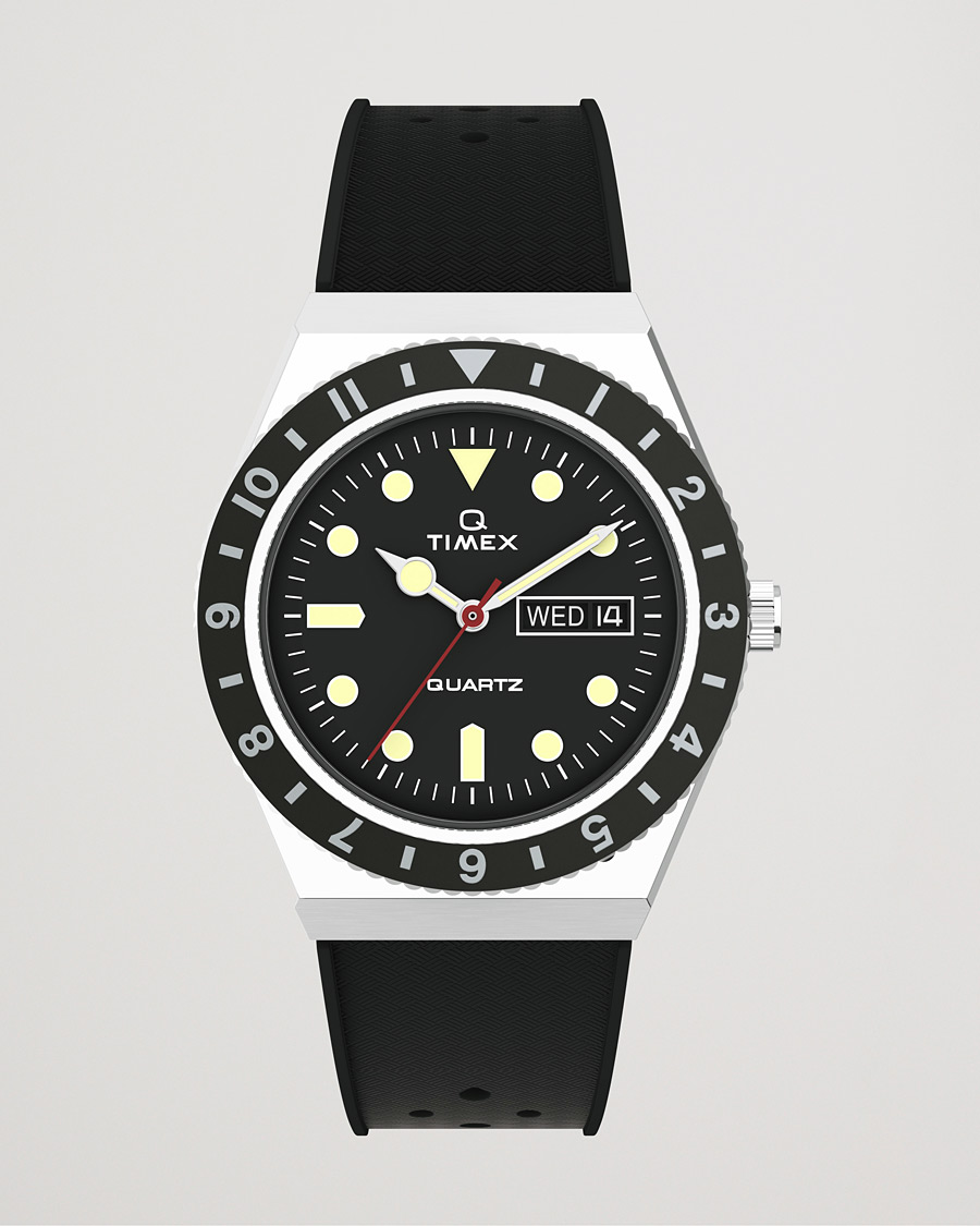 Herr | Timex Q Diver 38mm Rubber Strap Black | Timex | Q Diver 38mm Rubber Strap Black