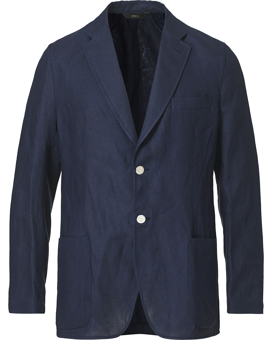 Herr | Kavajer | Brioni | Deconstructed Linen Patch Pocket Blazer Navy