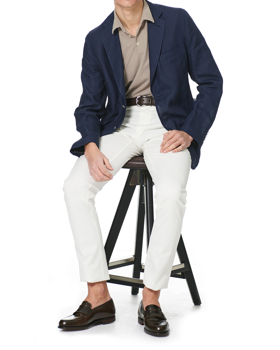 Herr | Kavajer | Brioni | Deconstructed Linen Patch Pocket Blazer Navy