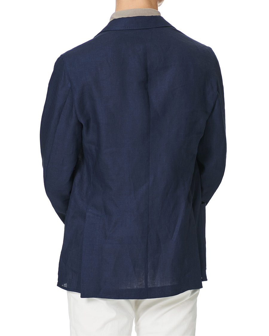 Herr | Kavajer | Brioni | Deconstructed Linen Patch Pocket Blazer Navy