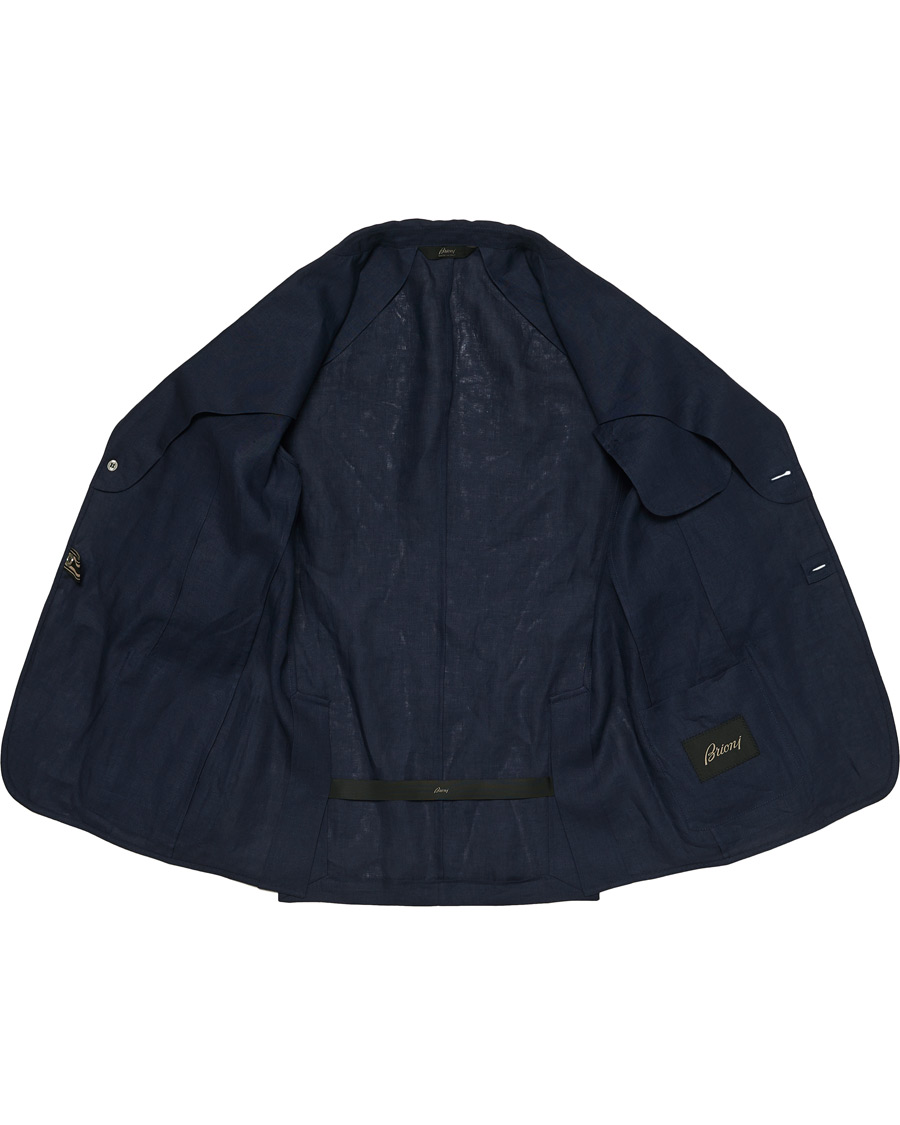 Herr | Kavajer | Brioni | Deconstructed Linen Patch Pocket Blazer Navy