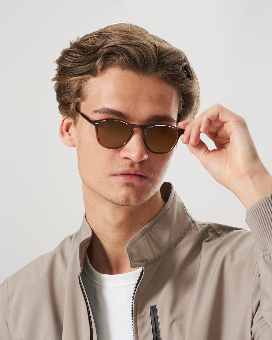 Herre |  | Garrett Leight | Hampton 46 Sunglasses Khaki Tortoise/Pure Coffee