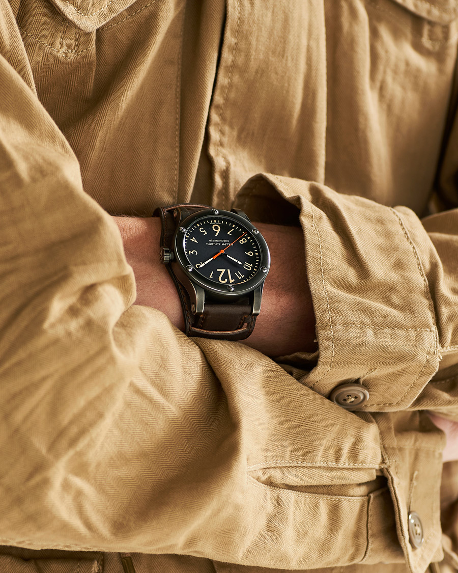 Herr | Läderarmband | Polo Ralph Lauren | 45mm Safari Chronometer Black Steel/Calf Strap