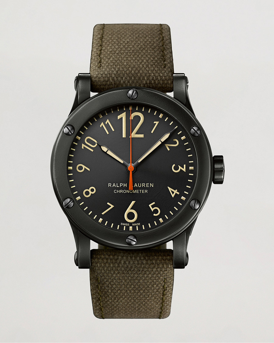 Herr | Polo Ralph Lauren 45mm Safari Chronometer Black Steel/Canvas Strap | Polo Ralph Lauren | 45mm Safari Chronometer Black Steel/Canvas Strap