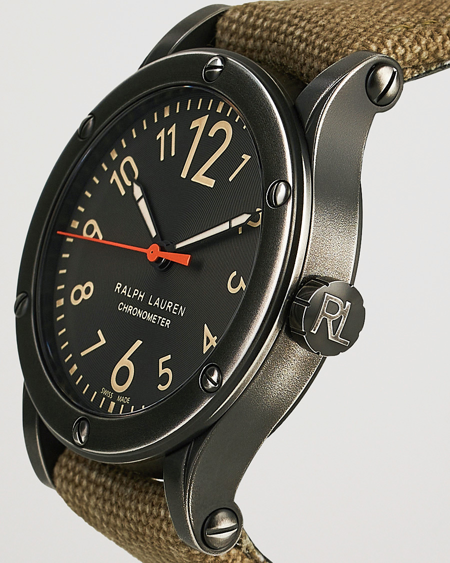 Herr | Tillfälligt säsongserbjudande | Polo Ralph Lauren | 45mm Safari Chronometer Black Steel/Canvas Strap