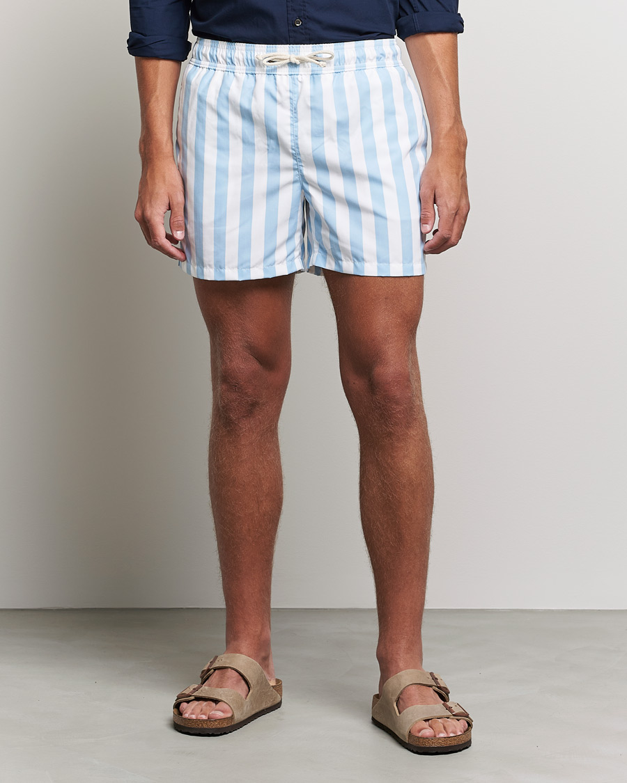 Herr | Badbyxor | Ripa Ripa | Paraggi Striped Swimshorts Light Blue/White