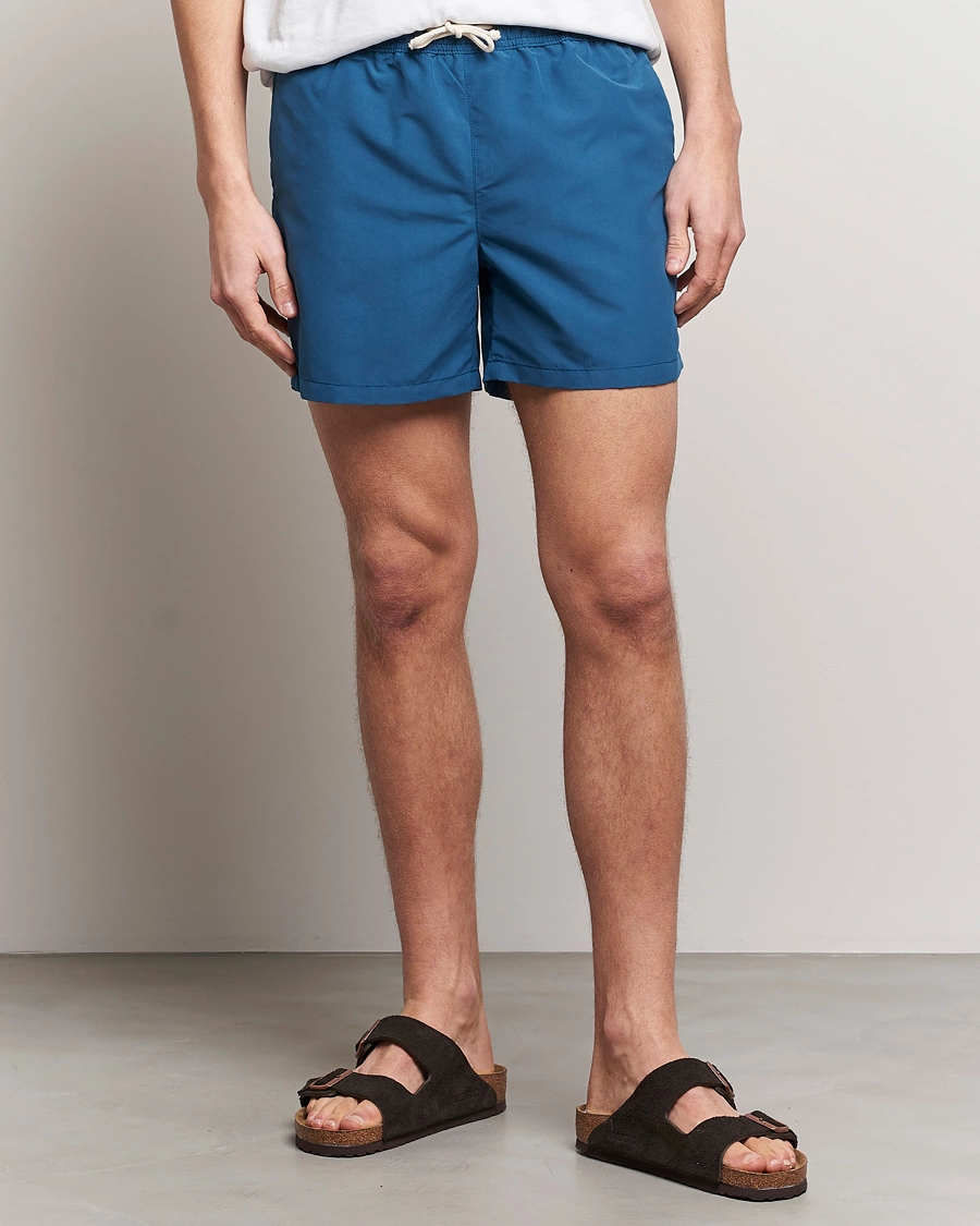 Herr | Snörade Badbyxor | Ripa Ripa | Plain Swimshorts Petrol Blue