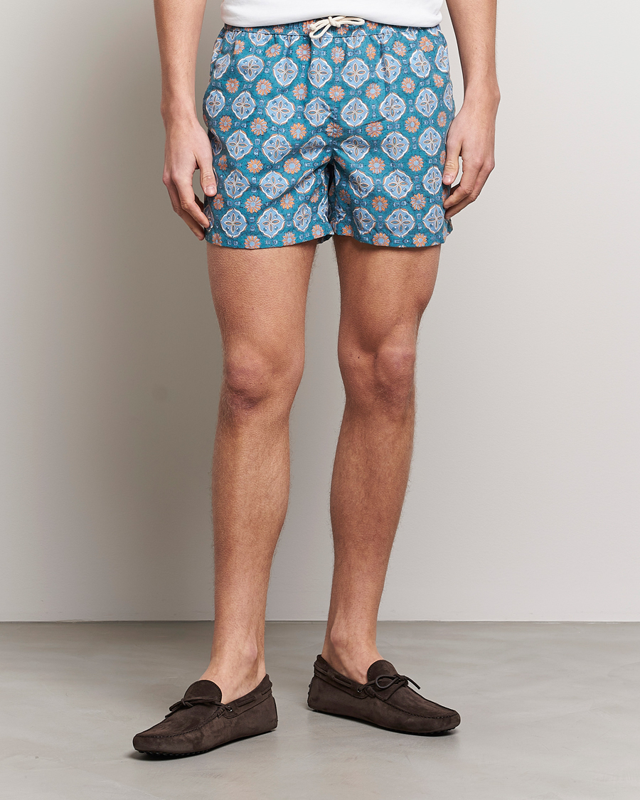 Herr | Badbyxor | Ripa Ripa | Maestrale Printed Swimshorts Green/Blue