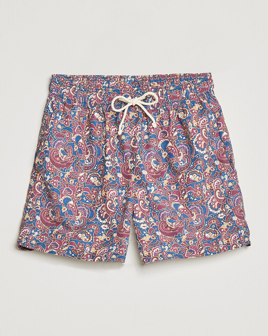 Herr | Badbyxor | Ripa Ripa | Mediterraneo Printed Swimshorts Petrol/Bordeaux