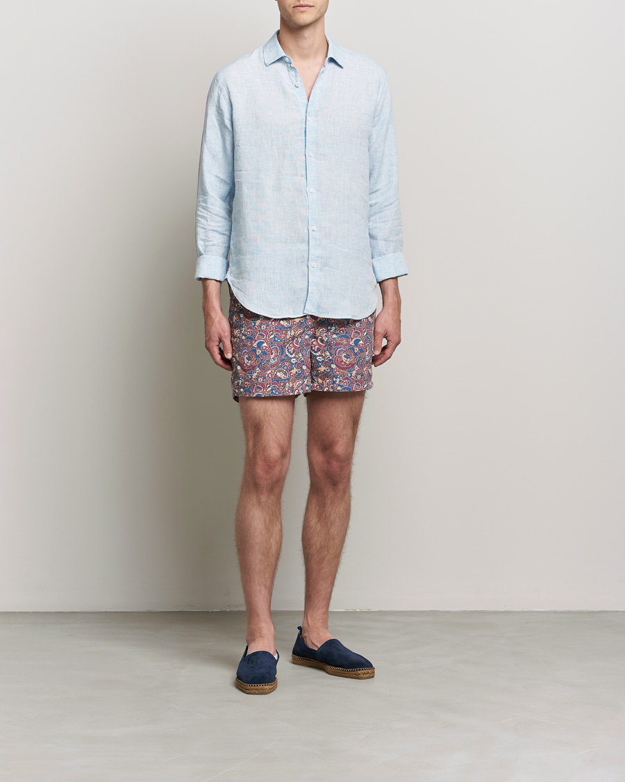 Herr | Badbyxor | Ripa Ripa | Mediterraneo Printed Swimshorts Petrol/Bordeaux