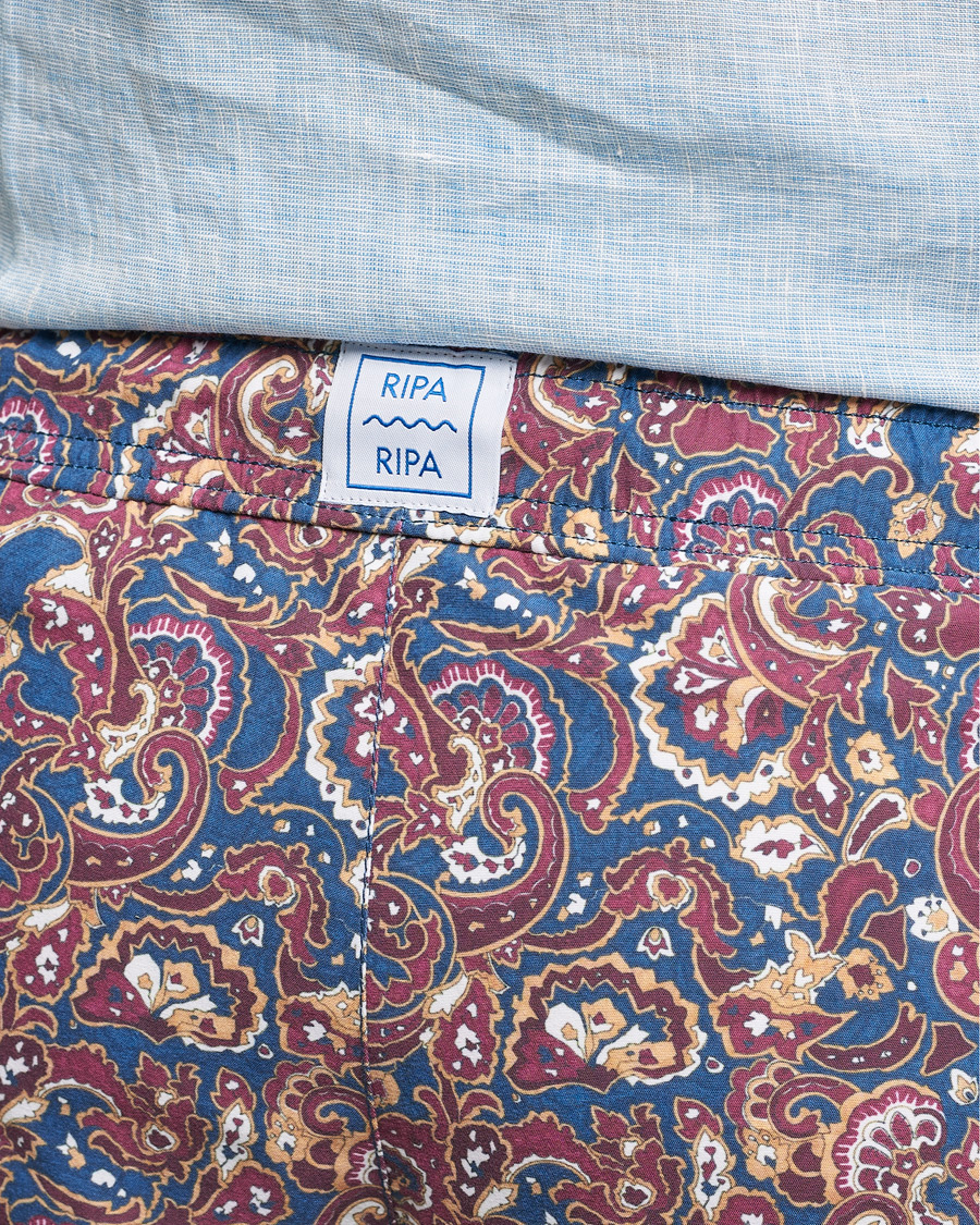 Herr | Badbyxor | Ripa Ripa | Mediterraneo Printed Swimshorts Petrol/Bordeaux