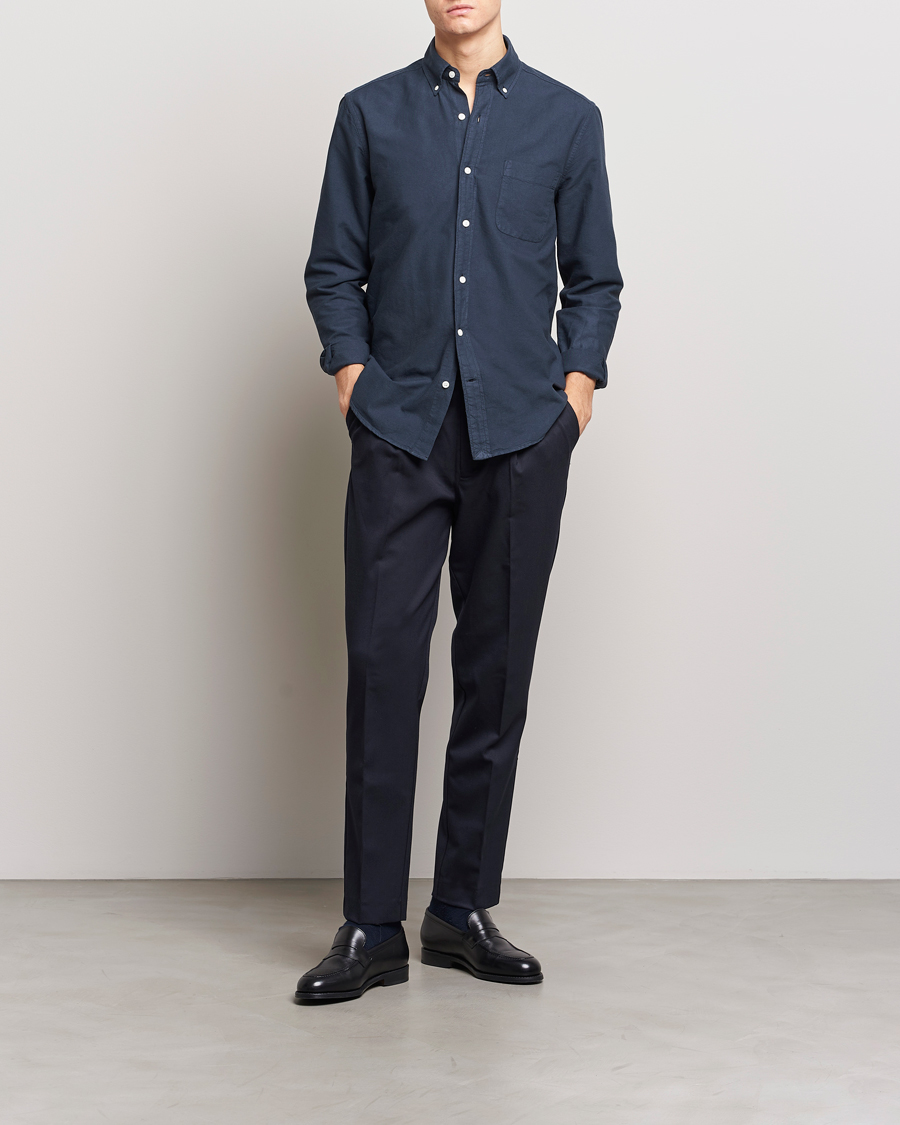 Herr | Skjortor | A Day's March | Moorgate Dyed Oxford Shirt Navy