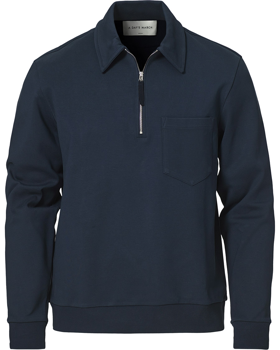 Herr | | A Day's March | Cabot Half-Zip Polo Sweater Navy