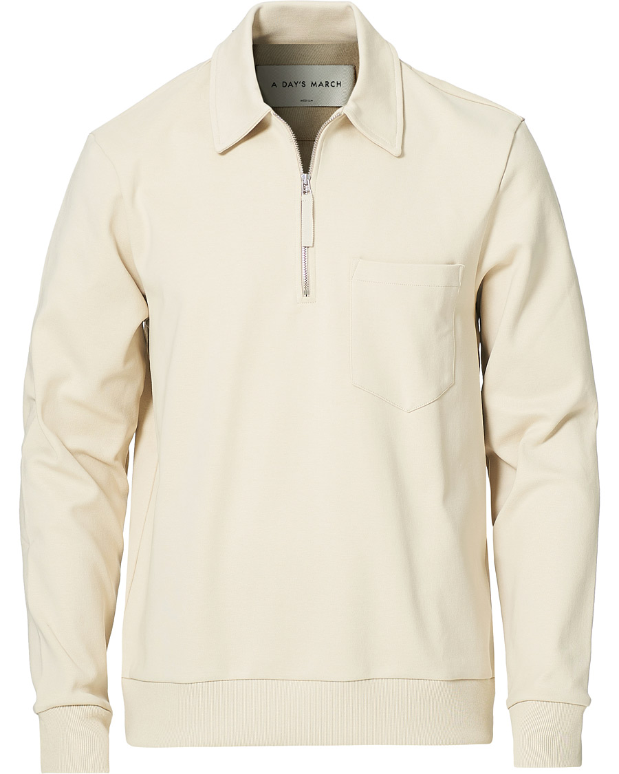 Herr | Tröjor | A Day's March | Cabot Half-Zip Polo Sweater Sand