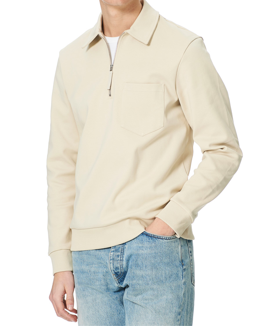 Herr | Tröjor | A Day's March | Cabot Half-Zip Polo Sweater Sand