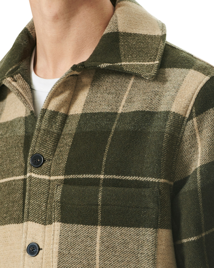 Herr | Jackor | A Day's March | Epernay Checked Wool Overshirt Moss Checked