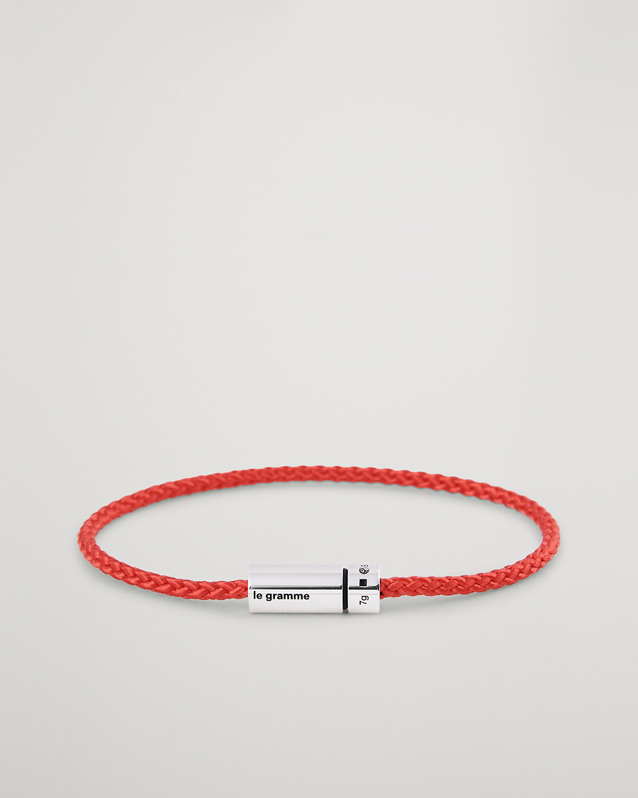Herr | LE GRAMME Nato Cable Bracelet Red/Sterling Silver 7g | LE GRAMME | Nato Cable Bracelet Red/Sterling Silver 7g
