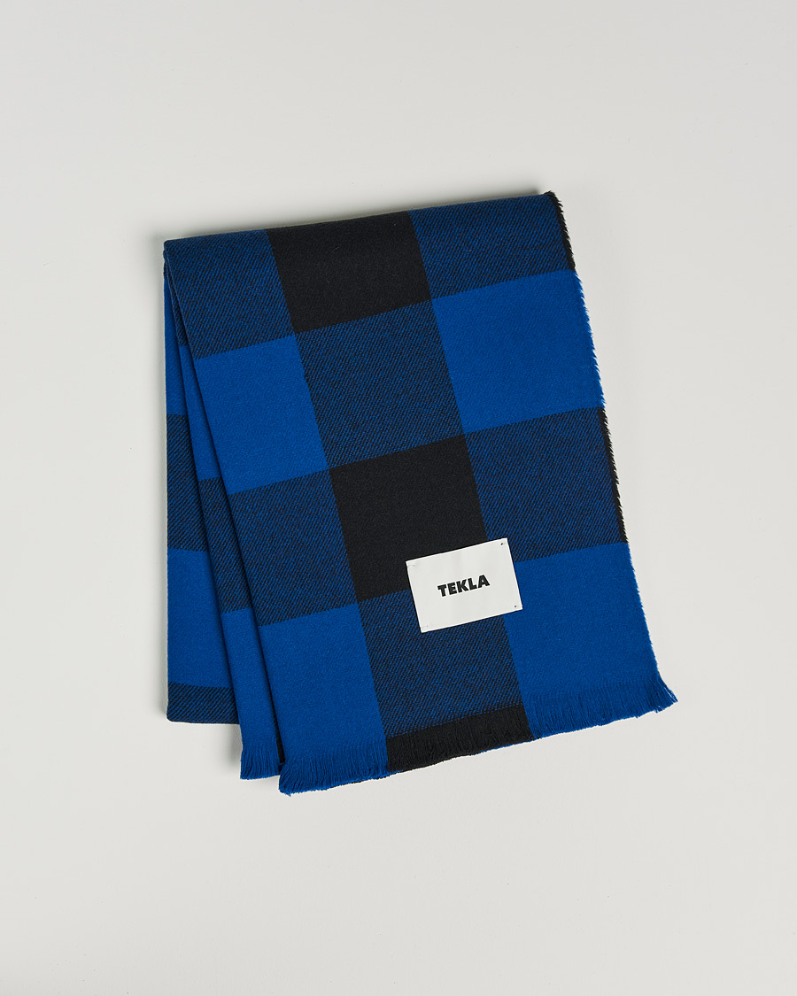 Herr | Tekla Merino Wool Blanket Blue Gingham | Tekla | Merino Wool Blanket Blue Gingham