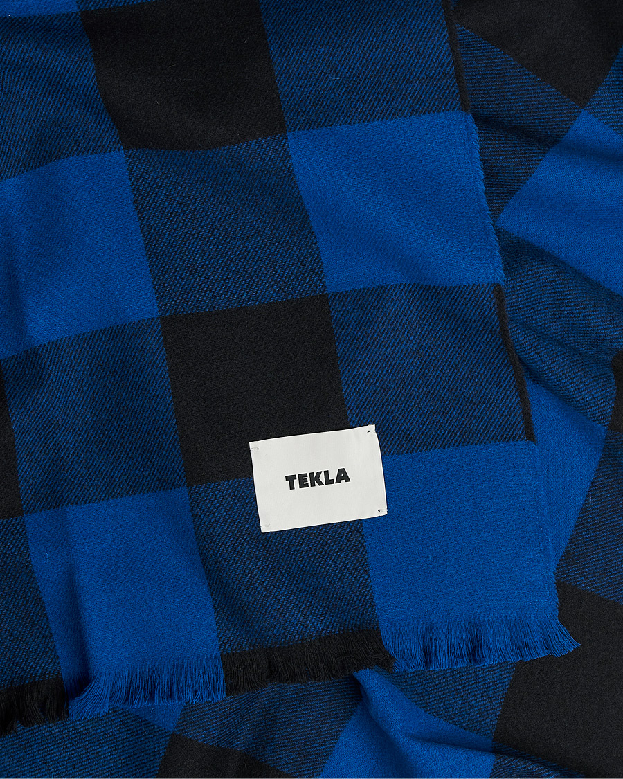 Herr | Tekla Merino Wool Blanket Blue Gingham | Tekla | Merino Wool Blanket Blue Gingham