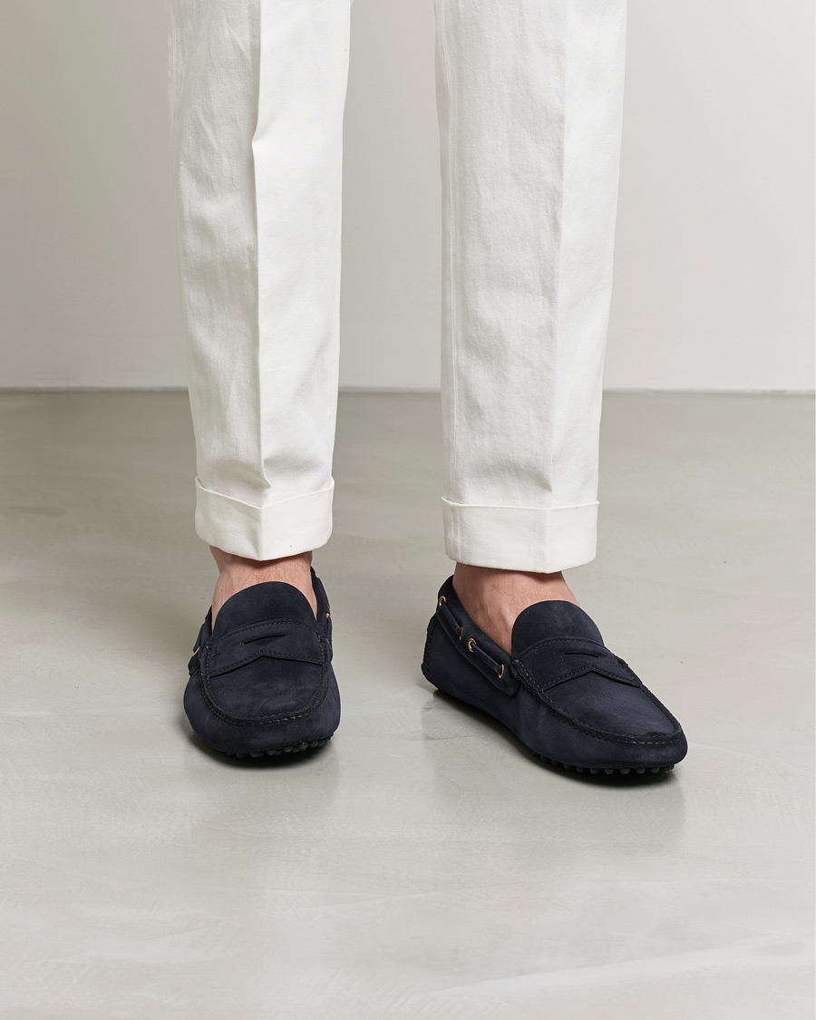 Herr | Car Shoe Driver Penny Moccasin Navy Suede | Car Shoe | Driver Penny Moccasin Navy Suede