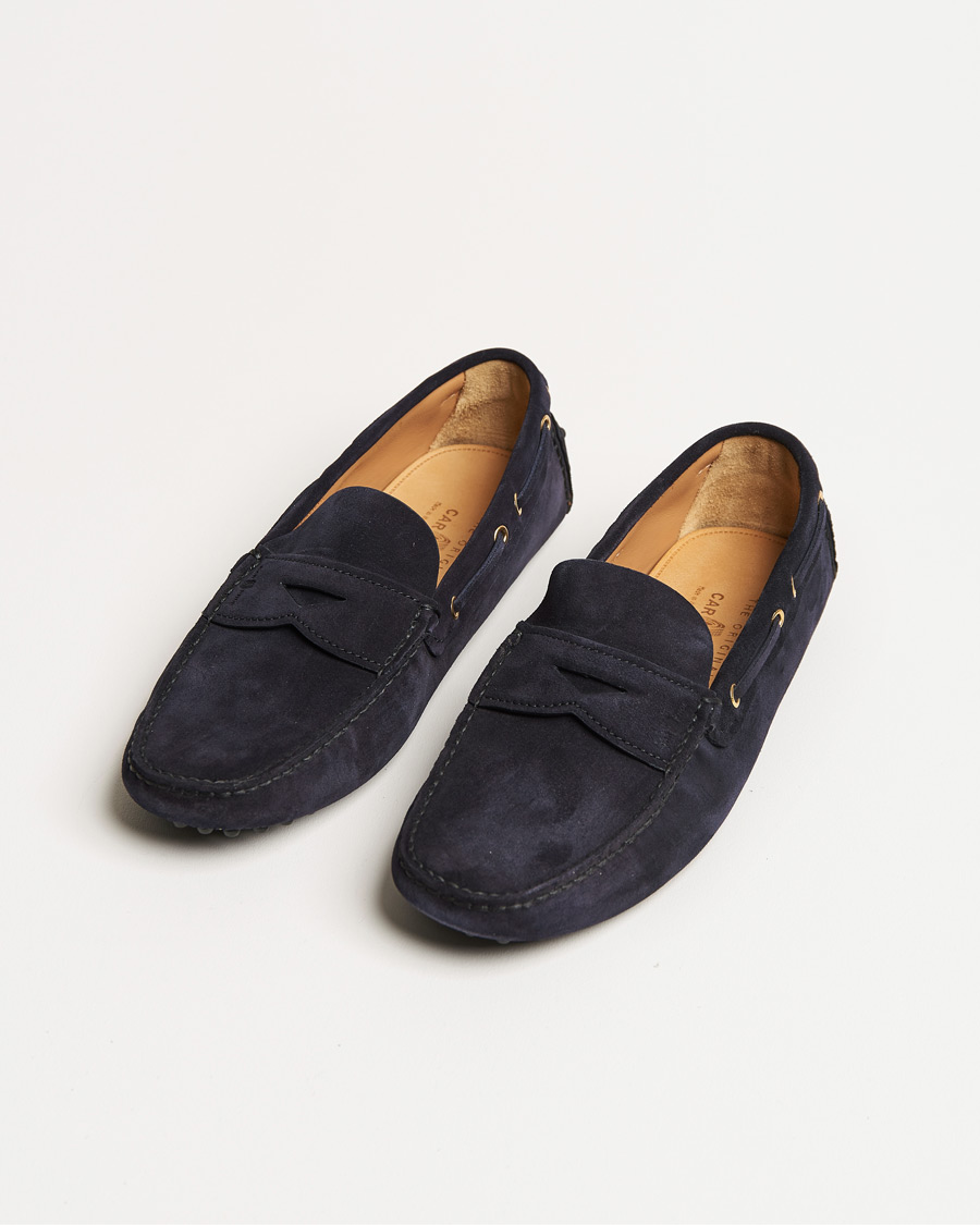 Herr | Car Shoe Driver Penny Moccasin Navy Suede | Car Shoe | Driver Penny Moccasin Navy Suede