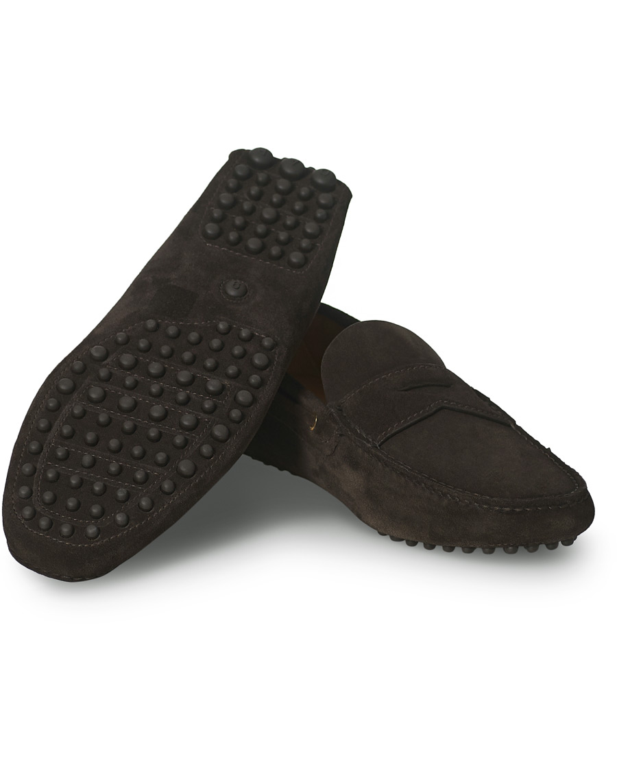 Herr | Car Shoe Driver Penny Moccasin Dark Brown Suede | Car Shoe | Driver Penny Moccasin Dark Brown Suede