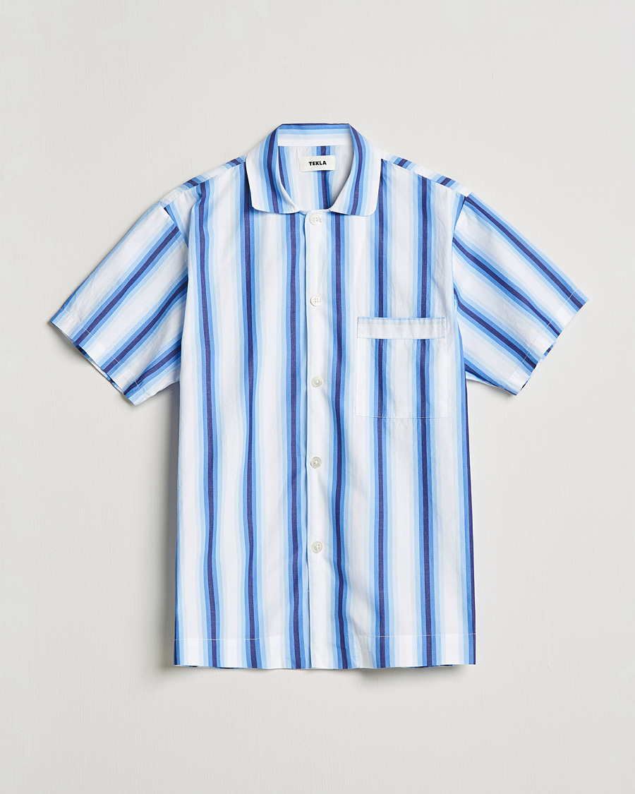 Herr | Pyjamas & Morgonrockar | Tekla | Poplin Pyjama Short Sleeve Shirt Blue Marquee