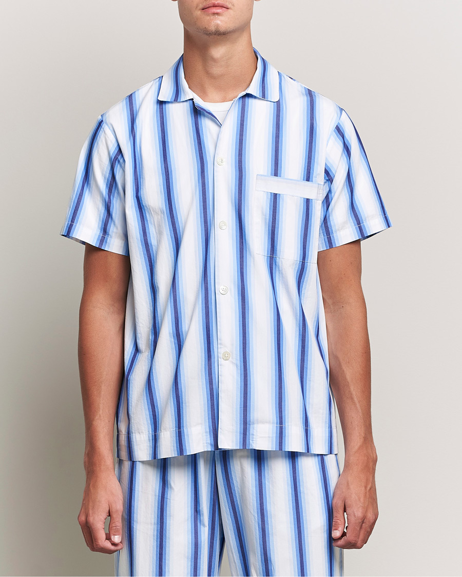 Herr | Pyjamas & Morgonrockar | Tekla | Poplin Pyjama Short Sleeve Shirt Blue Marquee