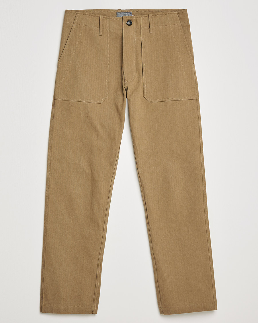 Herr | Byxor | Private White V.C. | Maker´s Cotton Herringbone Trousers Sand