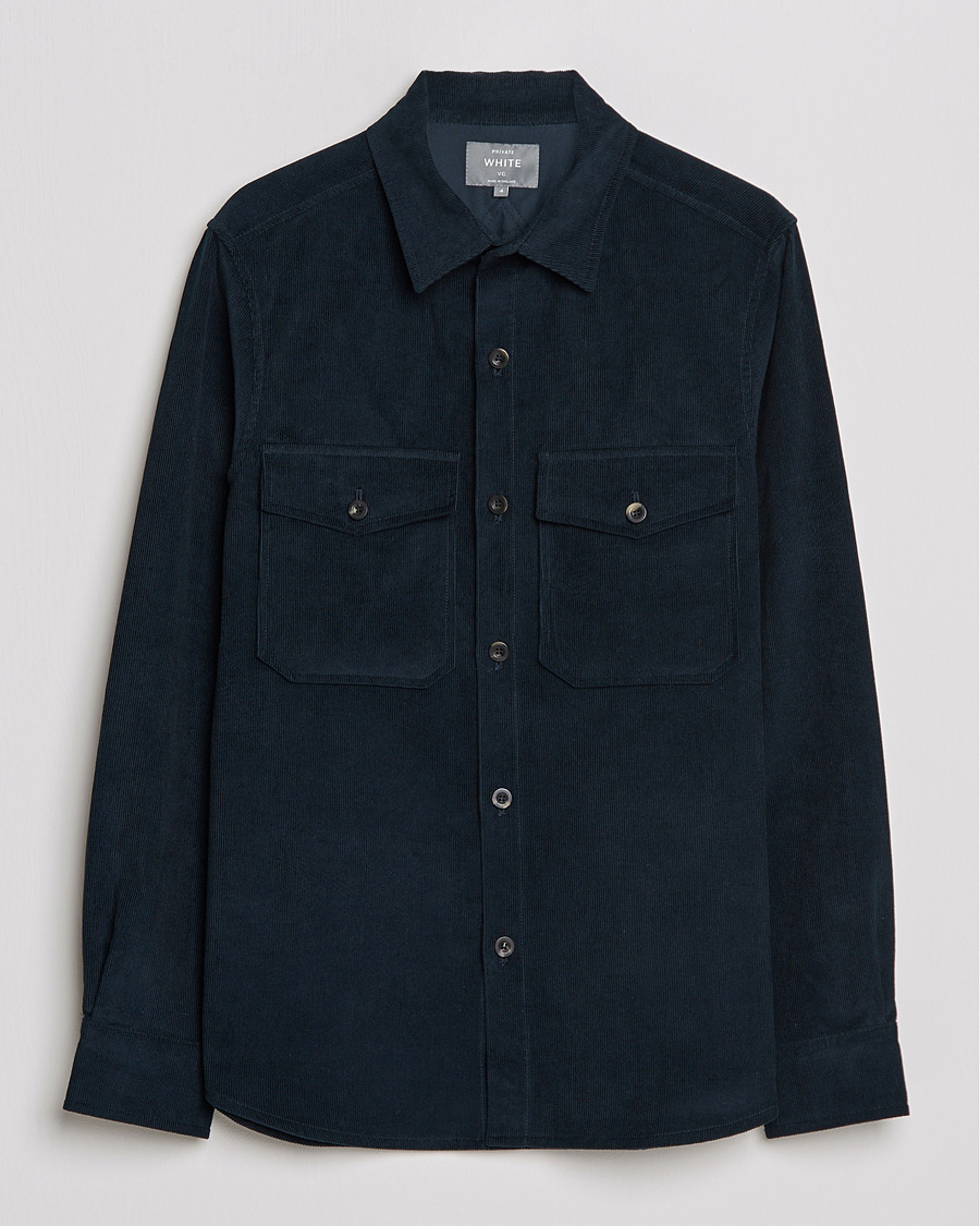 Herr | Skjortor | Private White V.C. | Patch Pocket Corduroy Overshirt Midnight