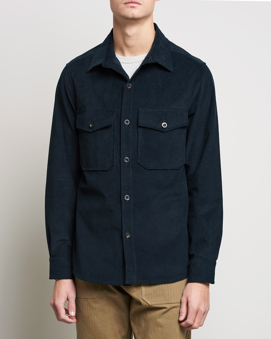 Herr | Skjortor | Private White V.C. | Patch Pocket Corduroy Overshirt Midnight