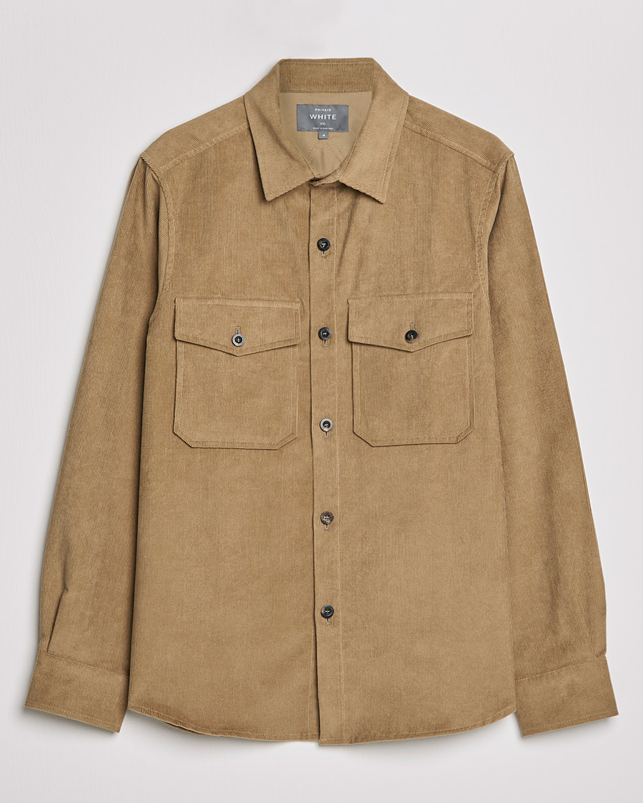 Herr | Skjortor | Private White V.C. | Patch Pocket Corduroy Overshirt Taupe