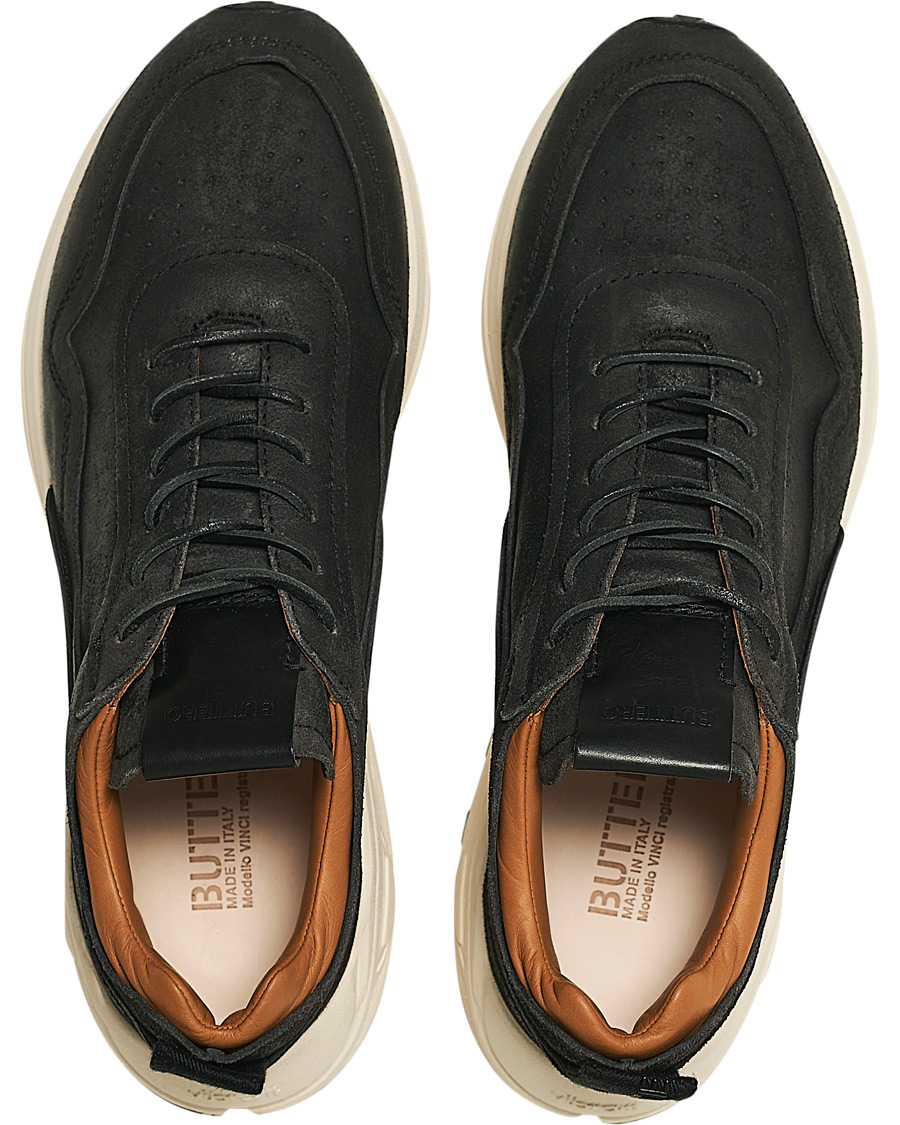 Herr | Buttero Vinci Bianchetto Leather Running Sneaker Black | Buttero | Vinci Bianchetto Leather Running Sneaker Black