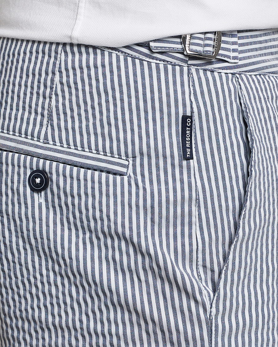 Herr | Badbyxor | The Resort Co | Tailored Swim Shorts Navy Stripe Seersucker
