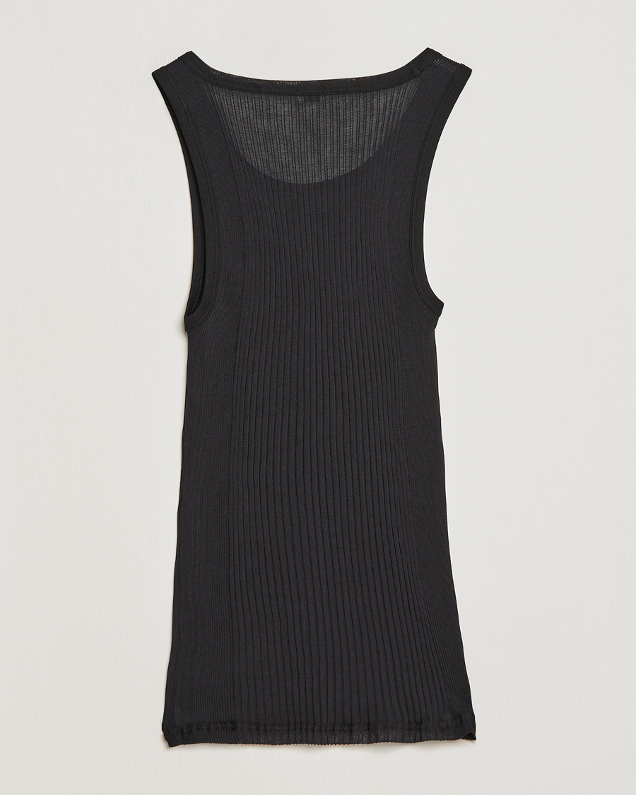 Herr | T-Shirts | Zimmerli of Switzerland | Ribbed Mercerized Cotton Tank Top Black