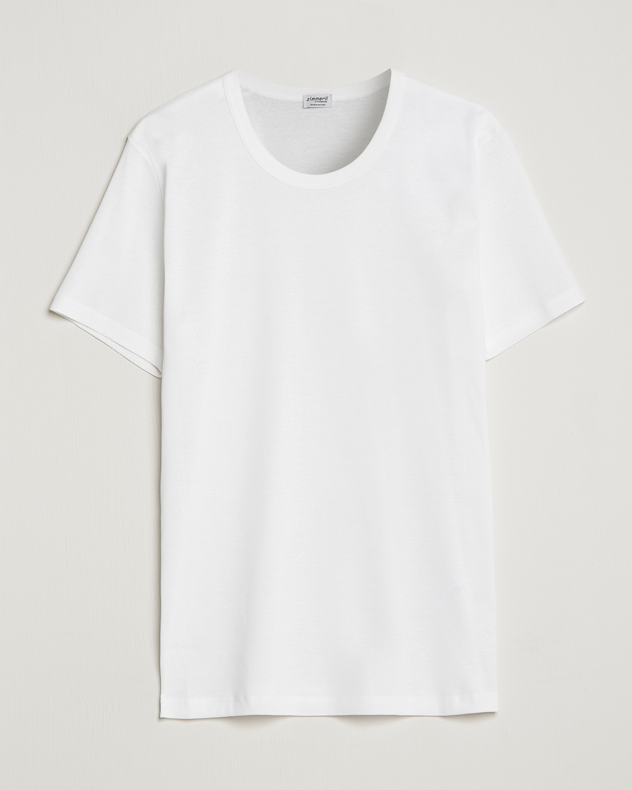 Herr | T-Shirts | Zimmerli of Switzerland | Mercerized Cotton Crew Neck T-Shirt White