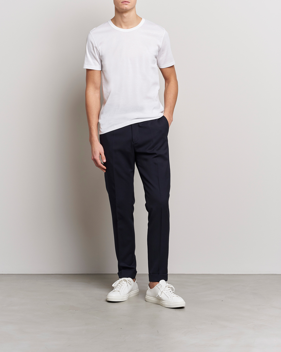 Herr | T-Shirts | Zimmerli of Switzerland | Mercerized Cotton Crew Neck T-Shirt White