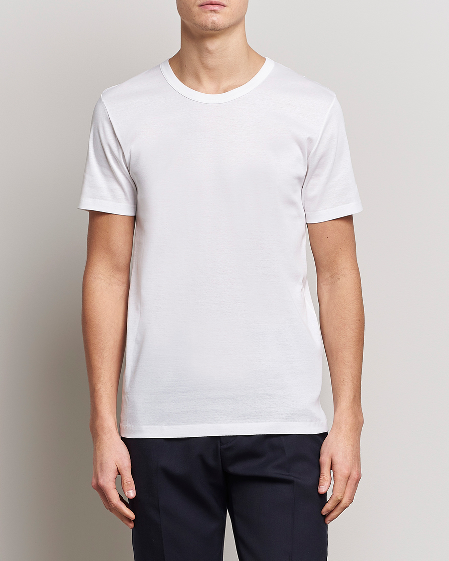 Herr | Kortärmade t-shirts | Zimmerli of Switzerland | Mercerized Cotton Crew Neck T-Shirt White