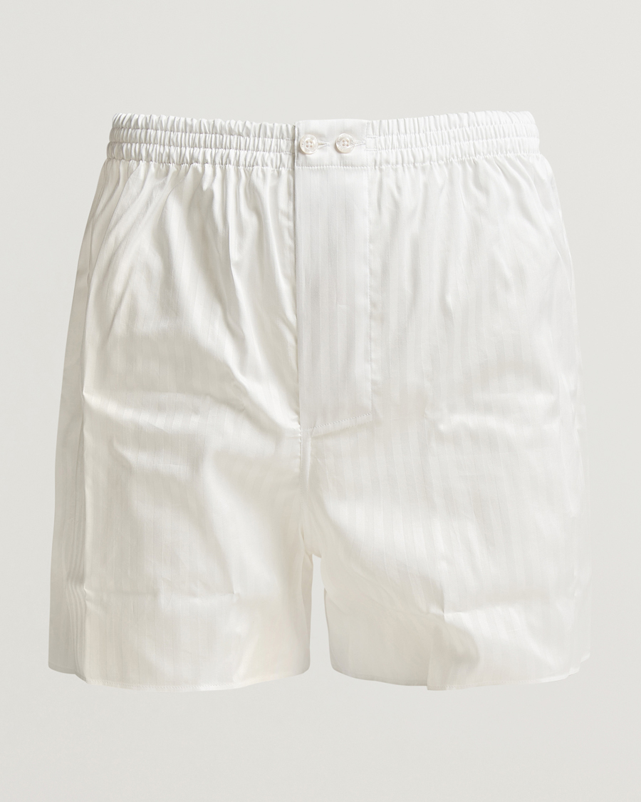 Herr | Underkläder | Zimmerli of Switzerland | Mercerized Cotton Boxer Shorts White Stripes