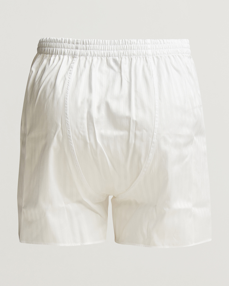 Herr | Kläder | Zimmerli of Switzerland | Mercerized Cotton Boxer Shorts White Stripes