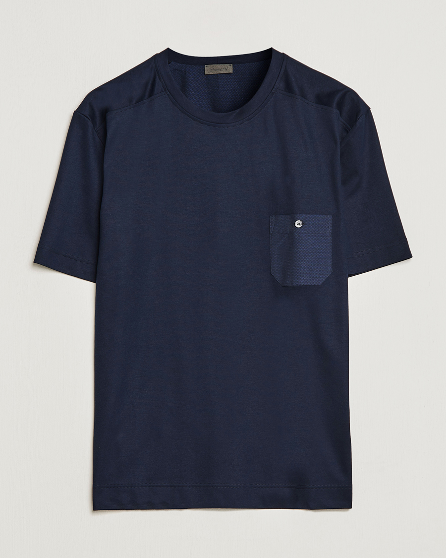 Herr | Pyjamas & Morgonrockar | Zimmerli of Switzerland | Cotton/Modal Crew Neck Loungwear T-Shirt Midnight