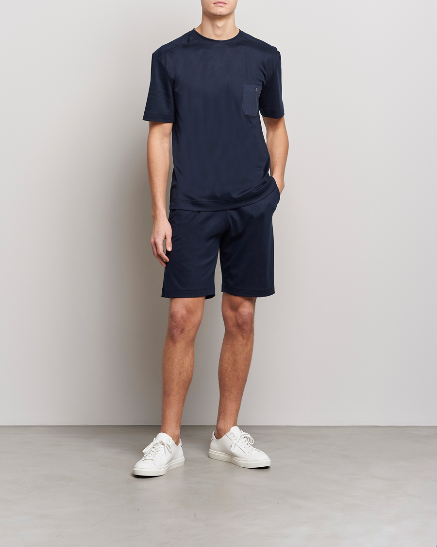 Herr | Pyjamas & Morgonrockar | Zimmerli of Switzerland | Cotton/Modal Crew Neck Loungwear T-Shirt Midnight