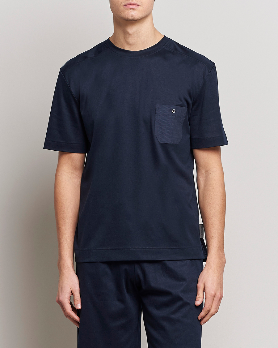 Herr | Pyjamaströjor | Zimmerli of Switzerland | Cotton/Modal Crew Neck Loungwear T-Shirt Midnight