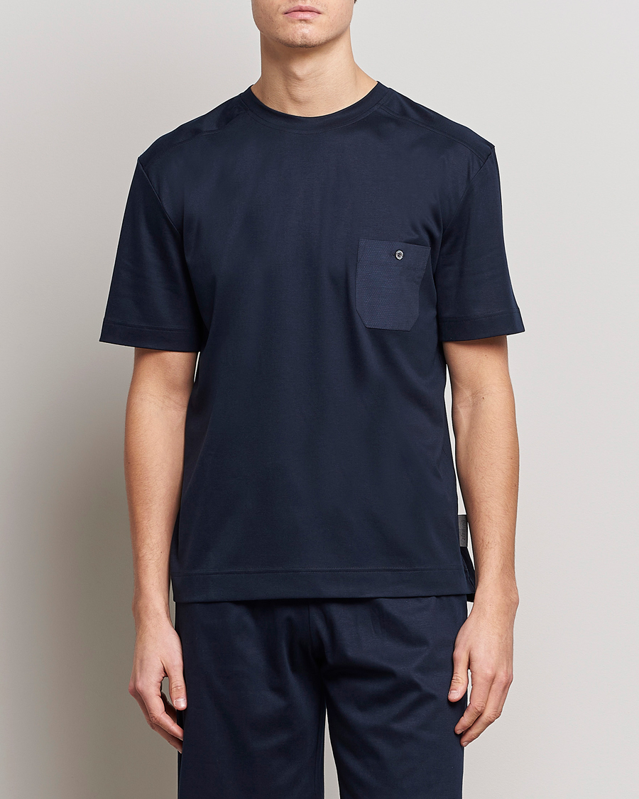 Herr | Kläder | Zimmerli of Switzerland | Cotton/Modal Crew Neck Loungwear T-Shirt Midnight