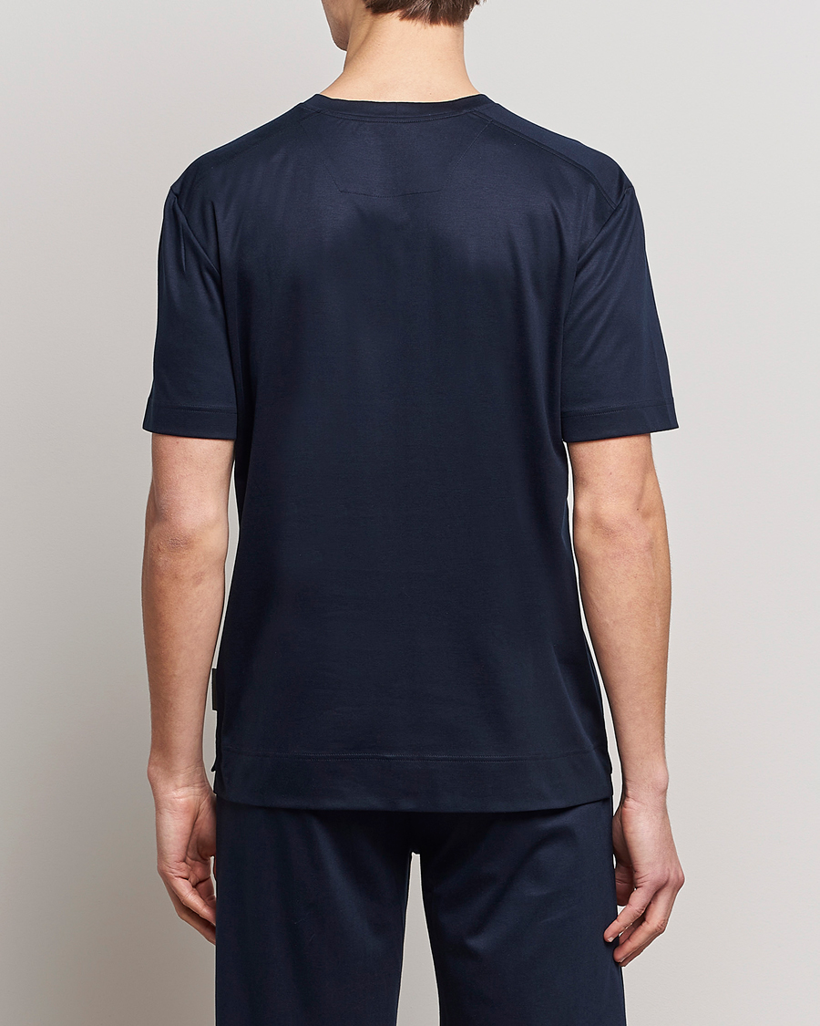 Herr | Pyjamas & Morgonrockar | Zimmerli of Switzerland | Cotton/Modal Crew Neck Loungwear T-Shirt Midnight