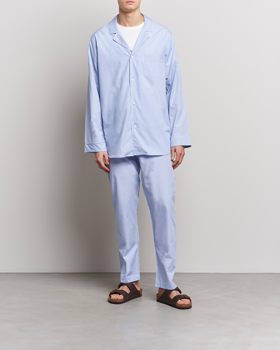 Herr | Pyjamas | Zimmerli of Switzerland | Mercerized Cotton Pyjamas Light Blue