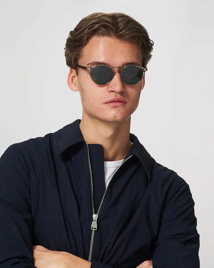 Herr | Runda solglasögon | Tom Ford | Aurele Sunglasses Shiny Beige/Blue